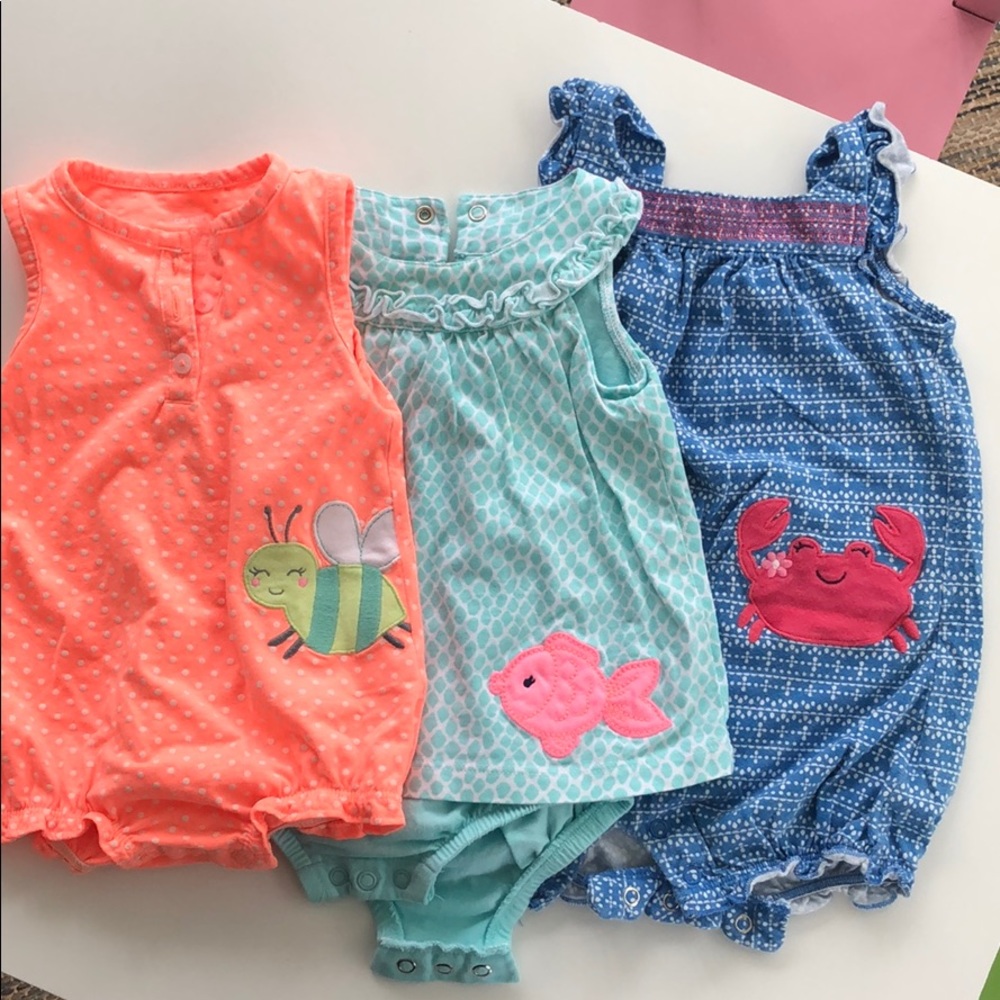 3 carters bubble rompers